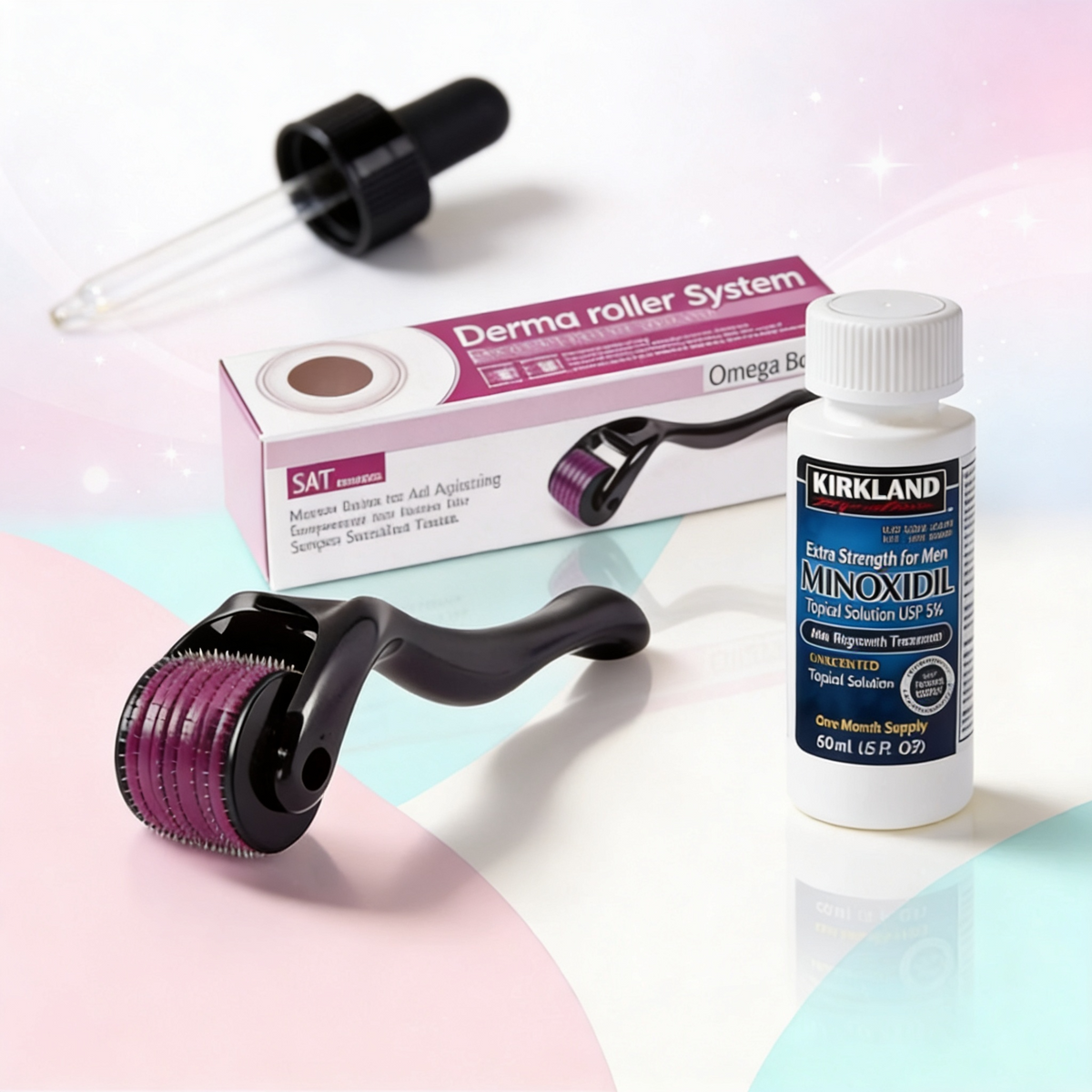 Combo total Minoxidil - Dermaroller - Gotero